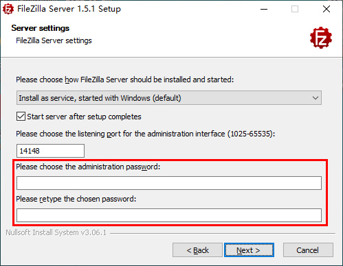 配置 FileZilla Server